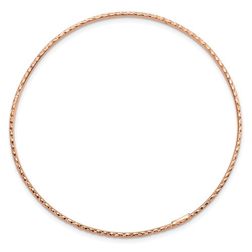 10k 1.5mm Rose Gold Diamond-Cut Slip-on Bangle Bracelet