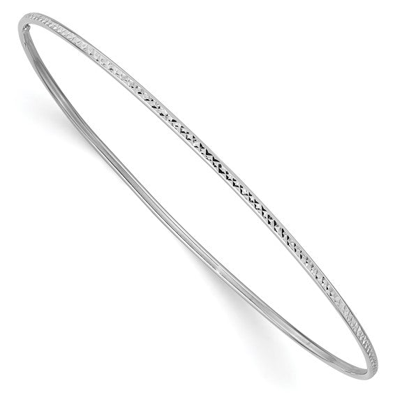 10k 1.5mm White Gold Diamond-Cut Slip-on Bangle Bracelet