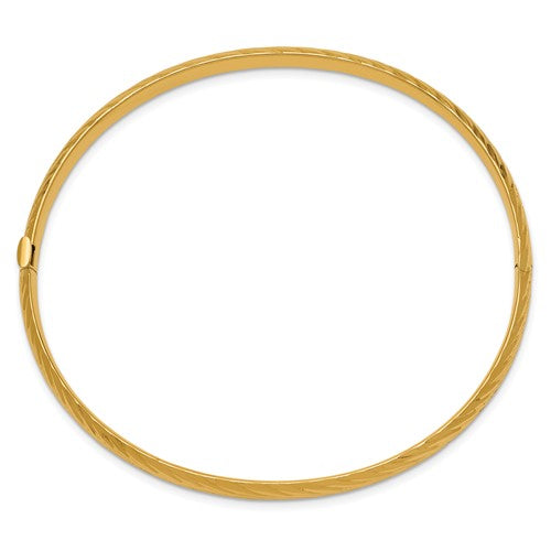 10k 3/16 Textured Hinged Bangle