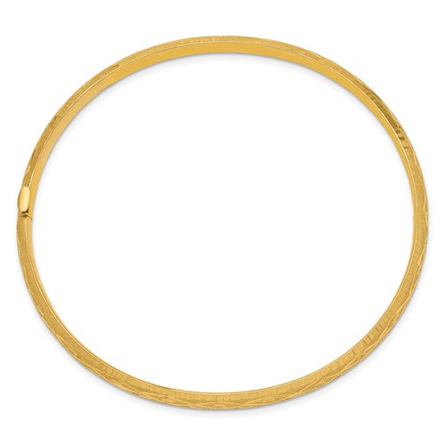 10k 3/16 Diamond-cut Fancy Hinged Bangle Bracelet