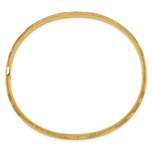10k 3/16 Florentine Engraved Hinged Bangle Bracelet