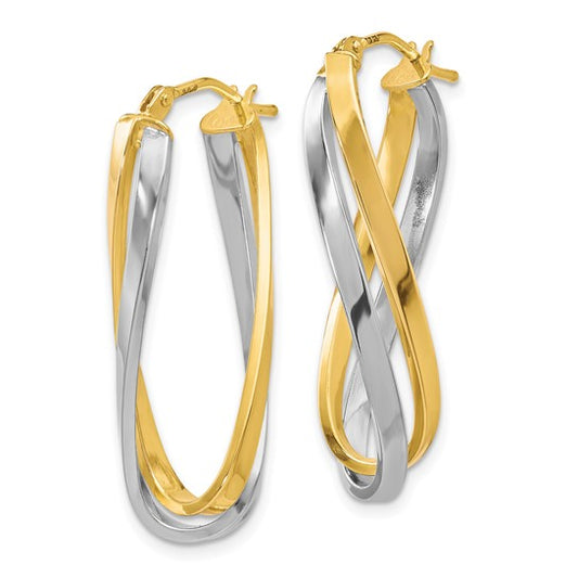 Leslie's 10K Two-tone Polished Twisted Hoop Earrings