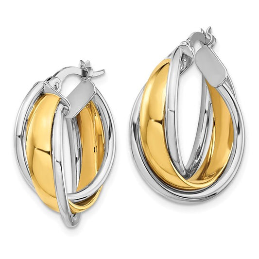 Leslie's 10K Two-tone Polished Hoop Earrings