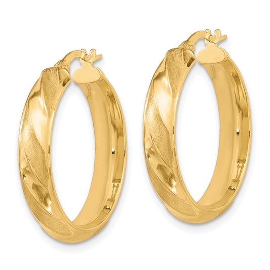 Leslie's 10K Polished Textured Twisted Hoop Earrings