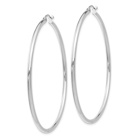 Leslie's 10K White Gold Polished Hinged Hoop Earrings