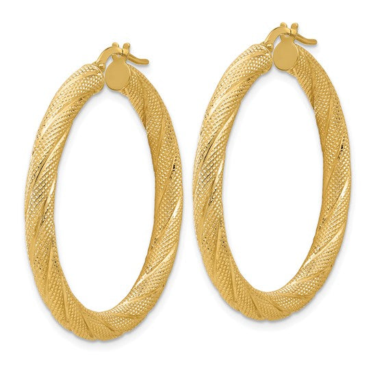 Leslie's 10K Polished and Textured Round Hoops