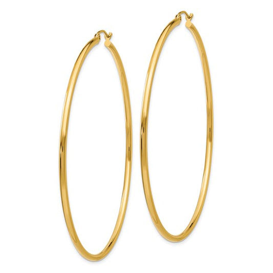 Leslie's 10k Polished 2x65mm Lightweight Tube Hoop Earrings