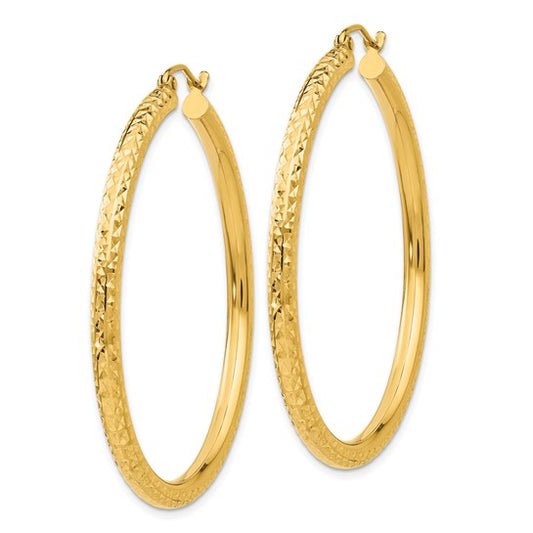 Leslie's 10k Diamond-cut 3mm Round Hoop Earrings