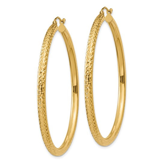 Leslie's 10k Diamond-cut 3mm Round Hoop Earrings