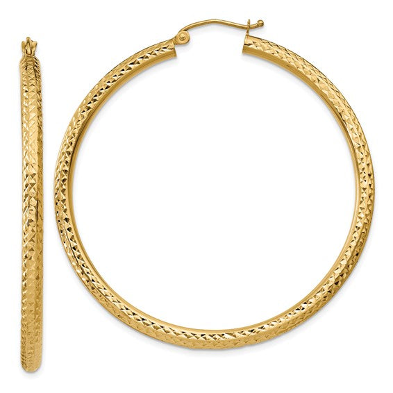 Leslie's 10k Diamond-cut 3mm Round Hoop Earrings