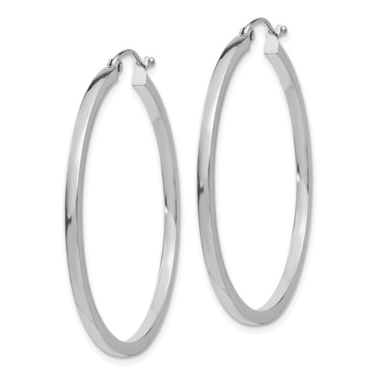 Leslie's 10k White Gold 2mm Square Tube Hoops