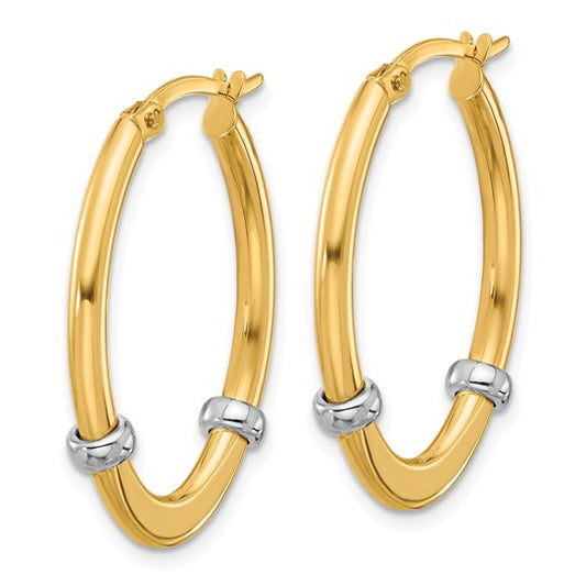 Leslie's 10K Two-tone Polished Oval Hoop Earrings