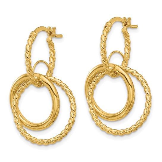 Leslie's 10K Polished and Twisted Dangle Circles Hoop Earrings