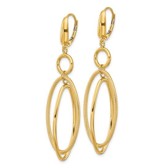 Leslie's 10k Polished and Textured Oval Dangle Leverback Earrings