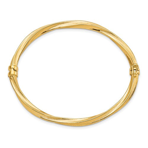 Leslie's 10k Polished and Brushed Hinged Bangle