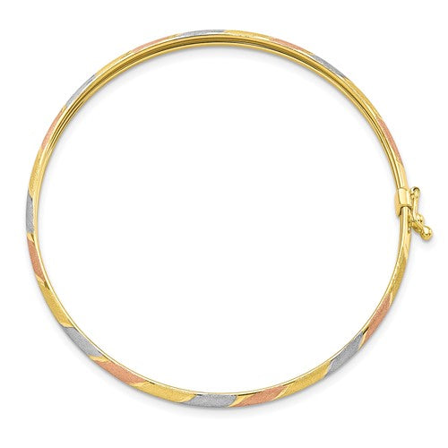 Leslie's 10k Rose Gold with Yellowith White Plated Brushed and Pol Hinged B