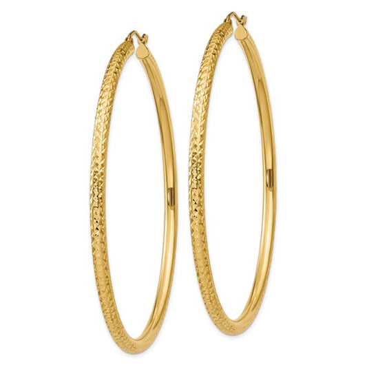 10k Diamond-cut 3mm Round Hoop Earrings