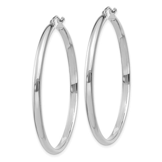10k White Gold Polished Hoop Earring