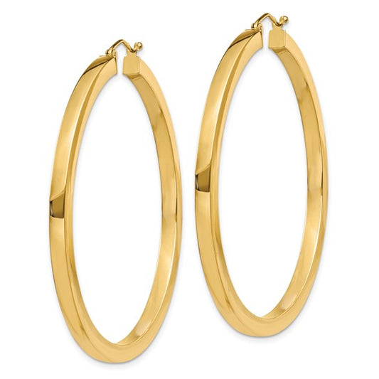 10k 3mm Polished Square Hoop Earrings