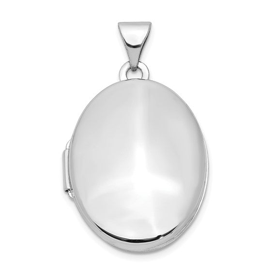 10k White Gold Polished Oval Locket