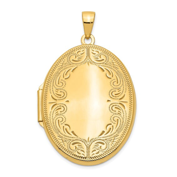 10k Yellow Gold 31mm Oval Scroll Locket