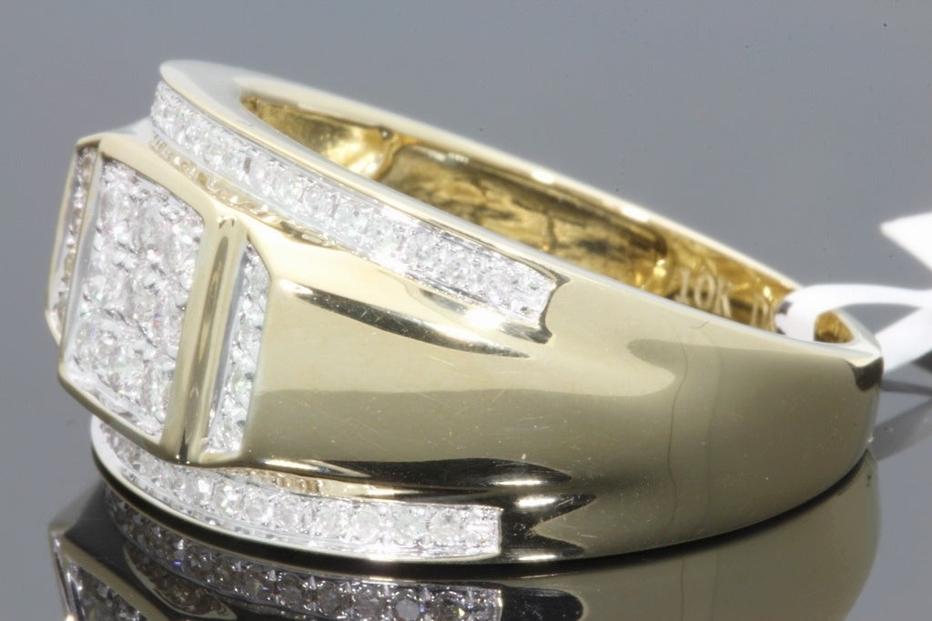 10K SOLID YELLOW GOLD .75 CARAT REAL DIAMOND ENGAGEMENT RING WEDDING PINKY BAND
