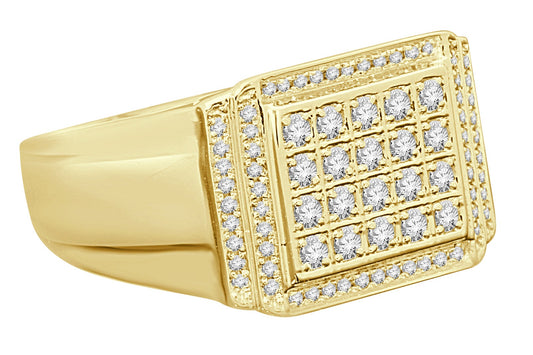 10K YELLOW GOLD .70 CARAT MENS REAL DIAMOND ENGAGEMENT WEDDING PINKY RING BAND