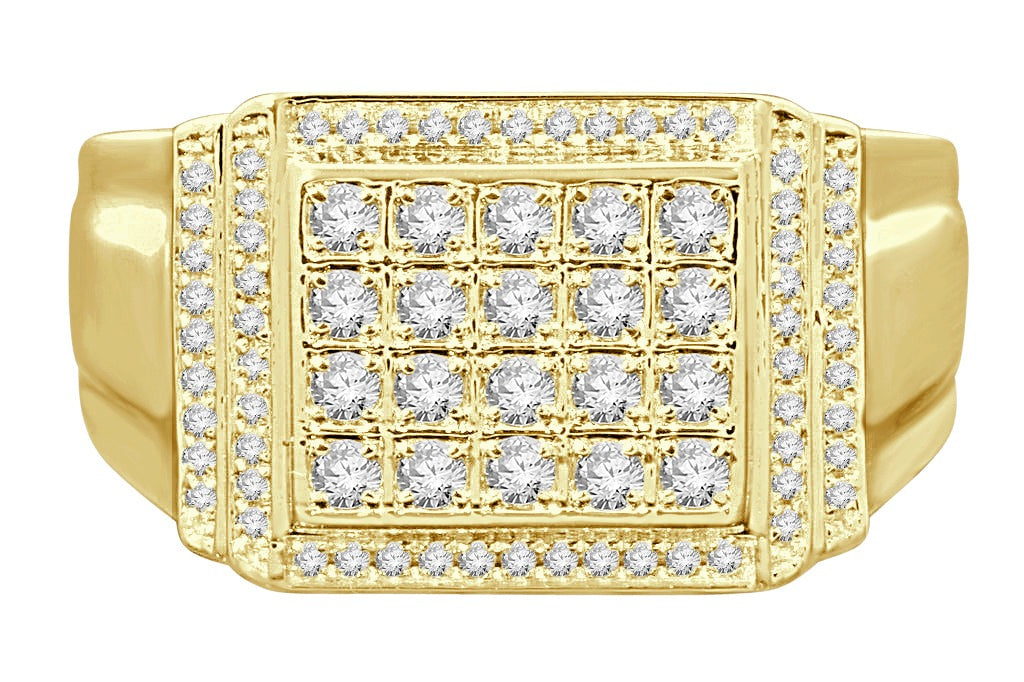 10K YELLOW GOLD .70 CARAT MENS REAL DIAMOND ENGAGEMENT WEDDING PINKY RING BAND