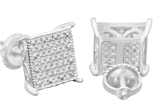 .40 CARAT STERLING SILVER RHODIUM MENS WOMENS 9mm 100% REAL DIAMONDS EARRINGS STUDS