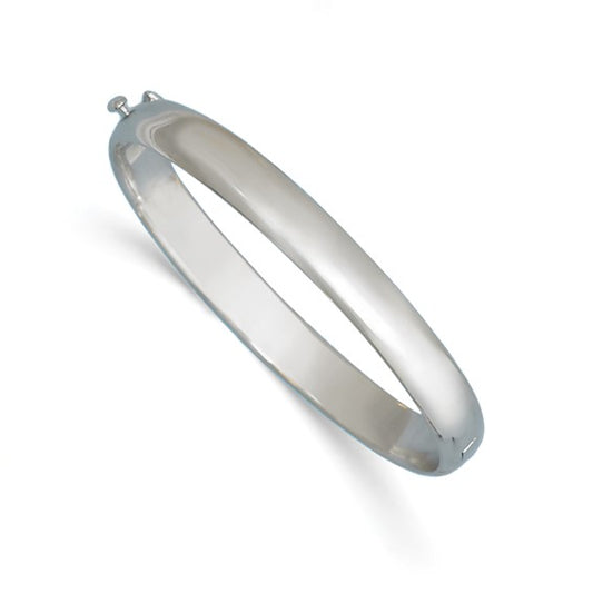 Herco 14K White Gold Solid 7.8mm Hinged Bangle
