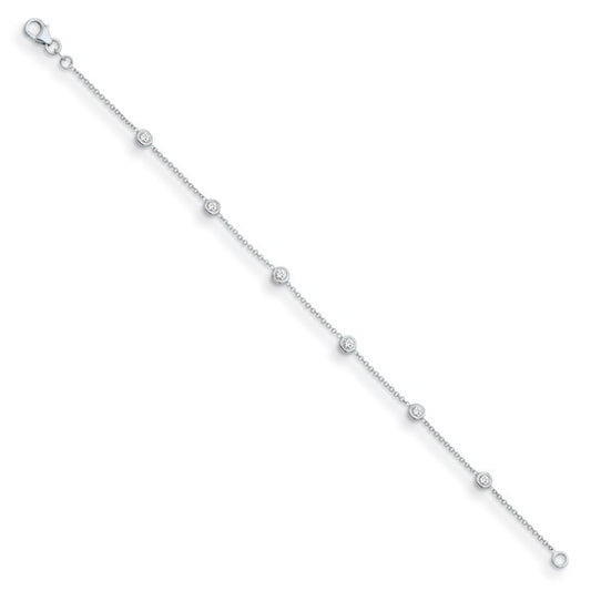 Herco 14K White Gold Diamond Circles 7.25 inch Bracelet