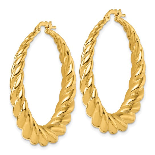 Herco 14K Polished and Twisted Graduated Round Hoop Earrings