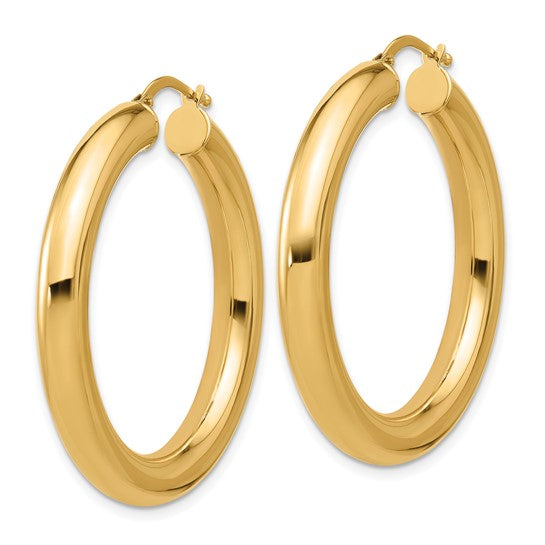 Herco 14K Polished Round Tube Hoop Earrings