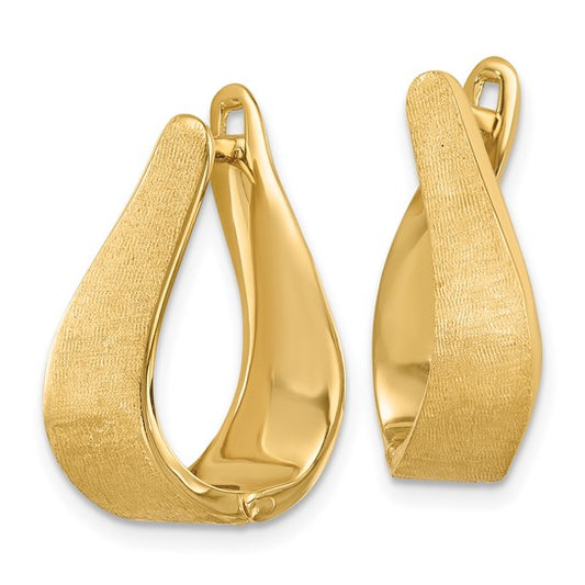 Herco 14K Polished and Satin Overlap Teardrop Solid Hinged Post Earrings