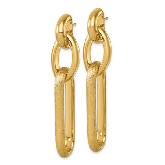 Herco 14K Polished and Brushed Fancy Link Post Dangle Earrings