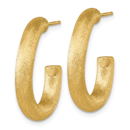 Herco 14K Brushed Post J-Hoop Earrings