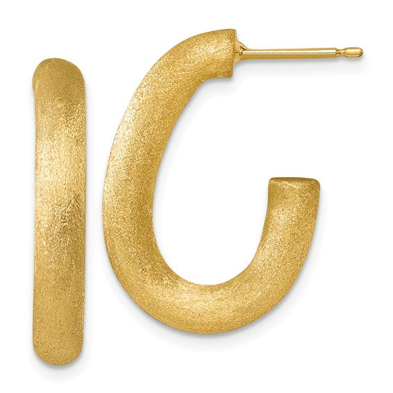 Herco 14K Brushed Post J-Hoop Earrings