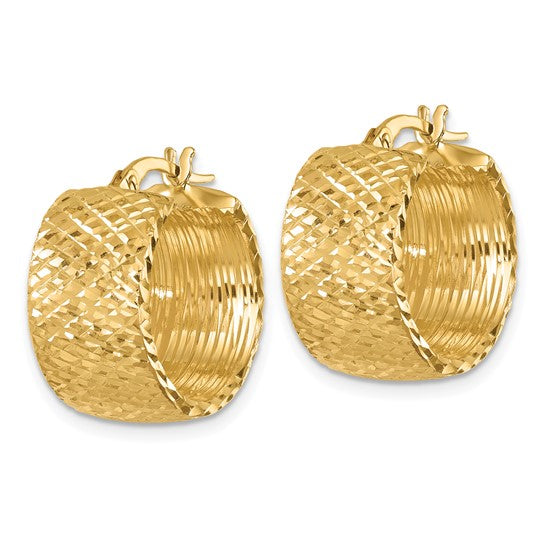 Herco 14K Polished and Diamond-cut Small Round Hoop Earrings