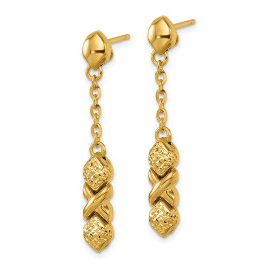 Herco 14K Polished and Diamond-cut Fancy XO Post Dangle Earrings