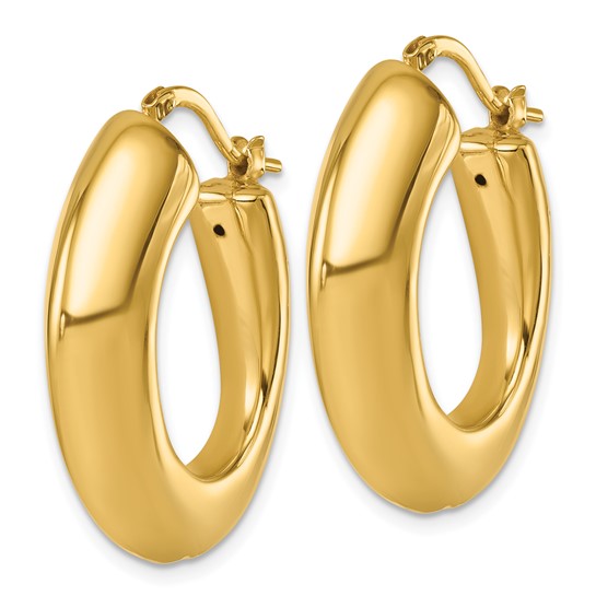 Herco 14K Polished and Knife Edge Graduated Oval Hoop Earrings