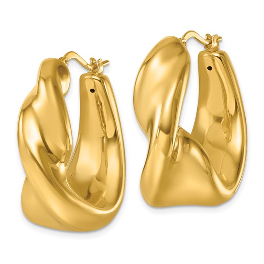 Herco 14K Polished and Half Twisted Hoop Earrings