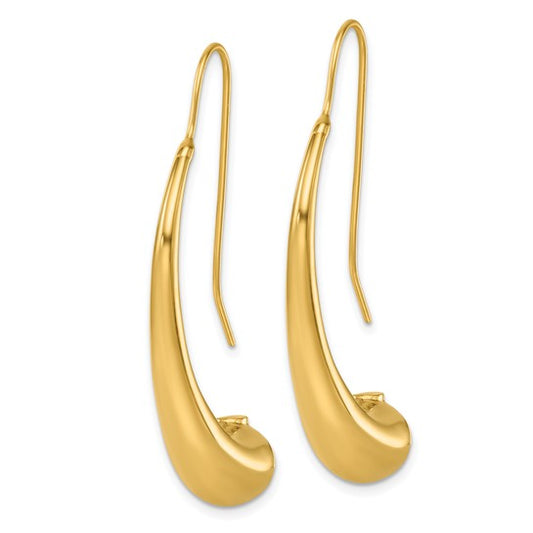 Herco 14K Polished Curved Teardrop Threader Earrings