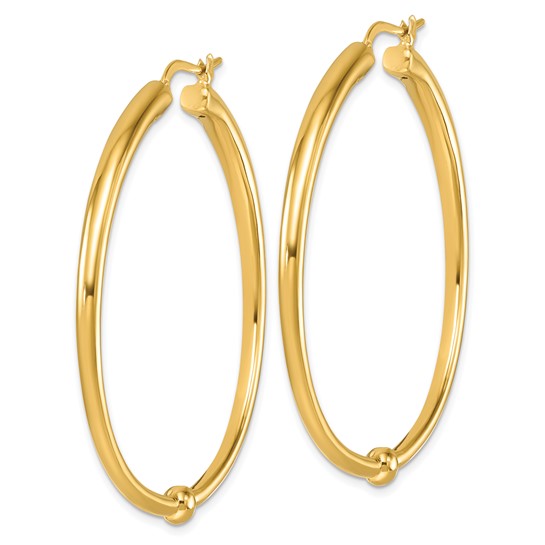 Herco 14K Polished with Ball Round Hoop Earrings