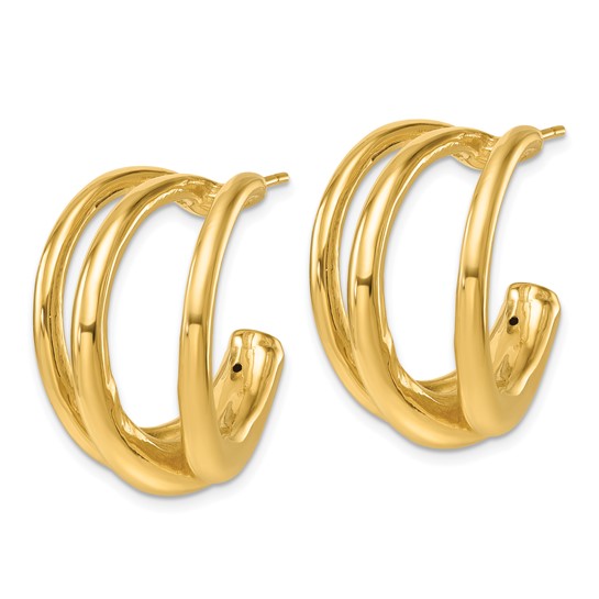 Herco 14K Polished Fancy Triple Wire C-Hoop Post Earrings