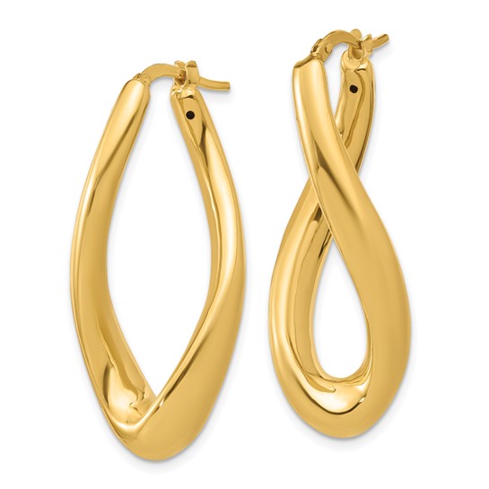Herco 14K Polished and Twisted Oval Hoop Earrings