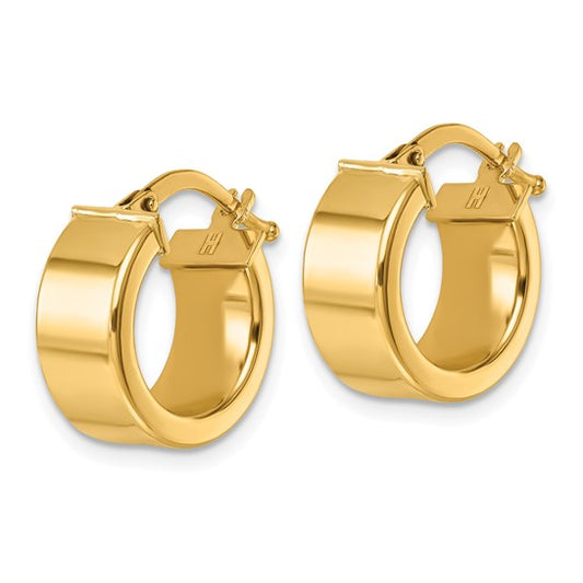 Herco 14K Polished 6.5x14.25mm Flat Round Tube Hoop Earrings