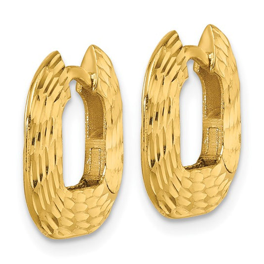 Herco 14K Polished and Diamond-cut Wide Square Solid Hoop Earrings