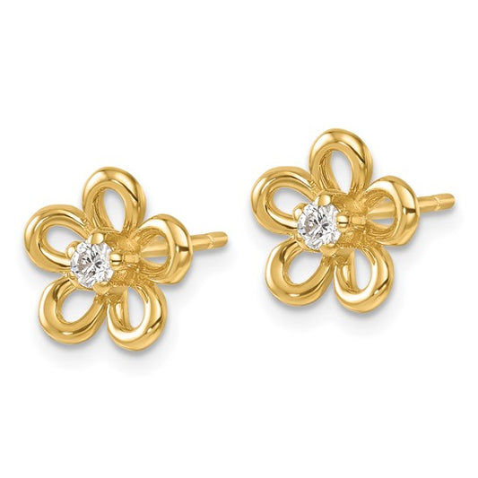 Herco 14K Polished Diamond Flower Post Earrings
