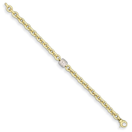 Herco 14K Two-tone Diamond Oval Link 8 inch Bracelet