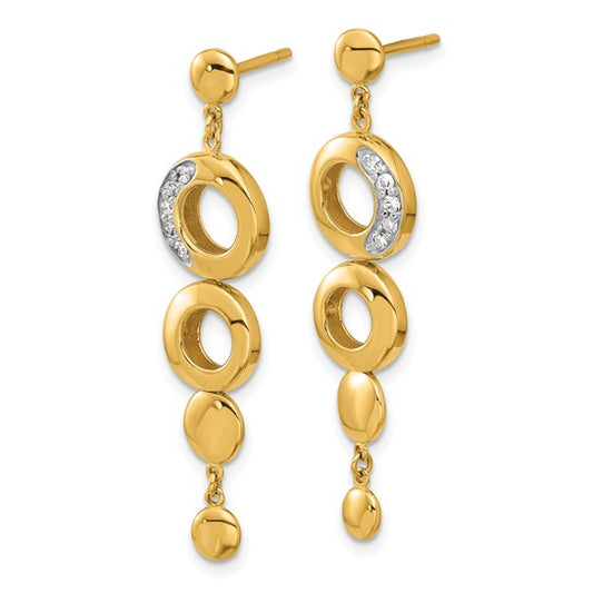 Herco 14K Polished Diamond Circle Dangle Post Earrings